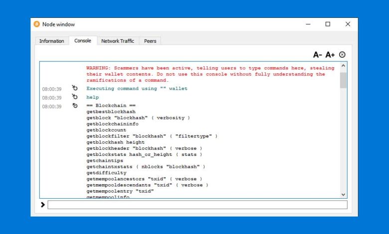 bitcoin console commands