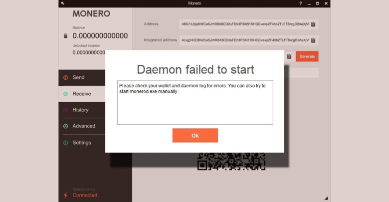 Monero GUI daemon error
