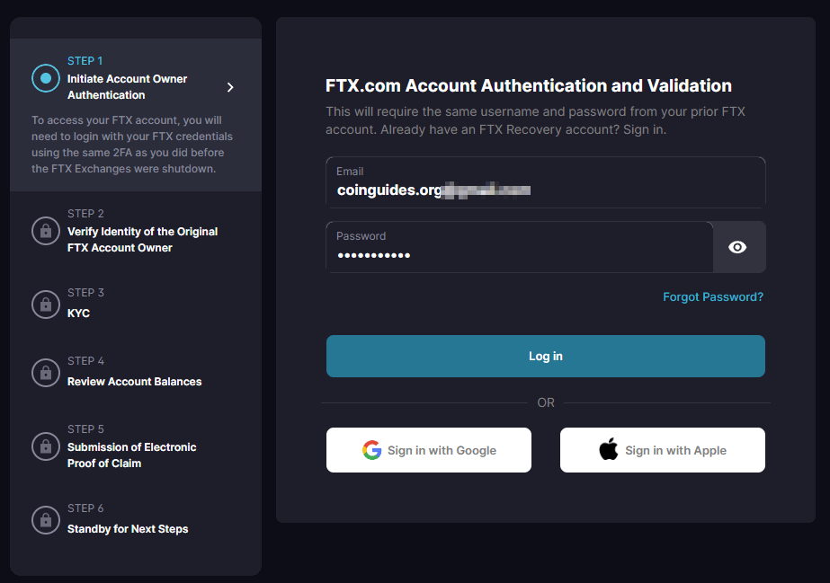 login ftx claim portal