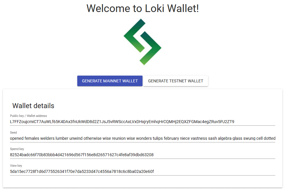 Loki paper wallet