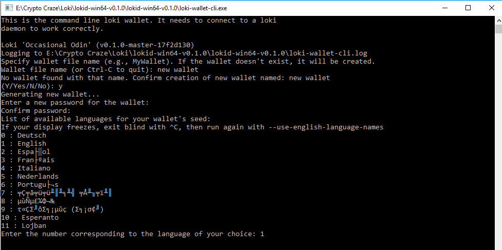 Creating Loki wallet