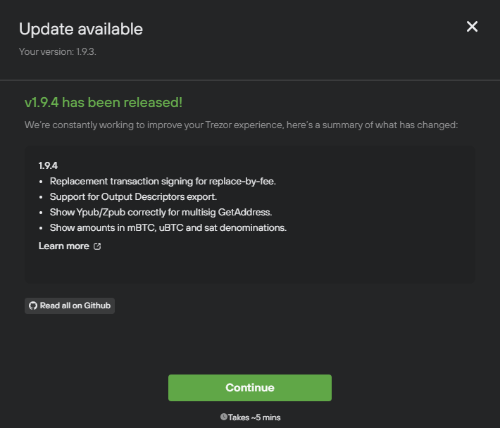 trezor release notes