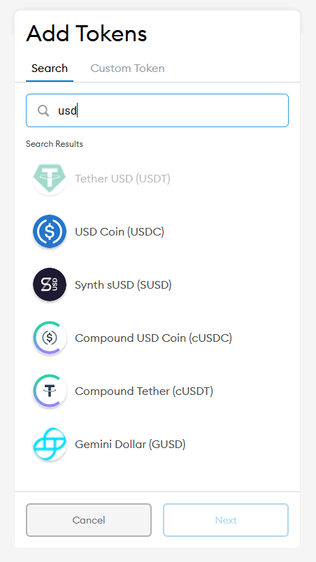 search tokens