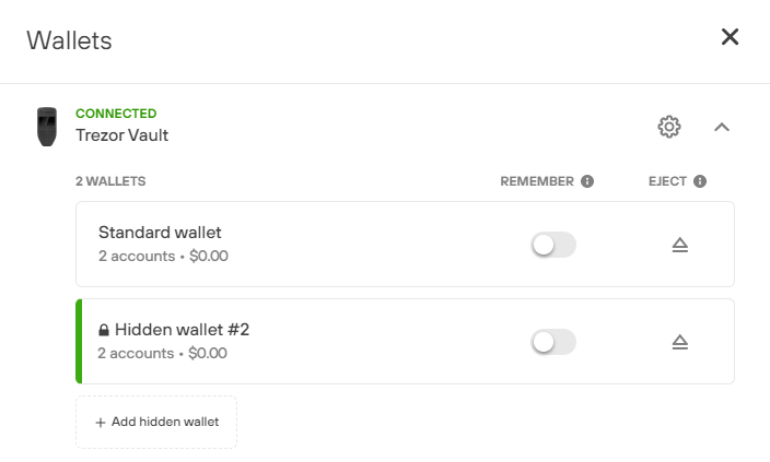 standard and hidden accounts